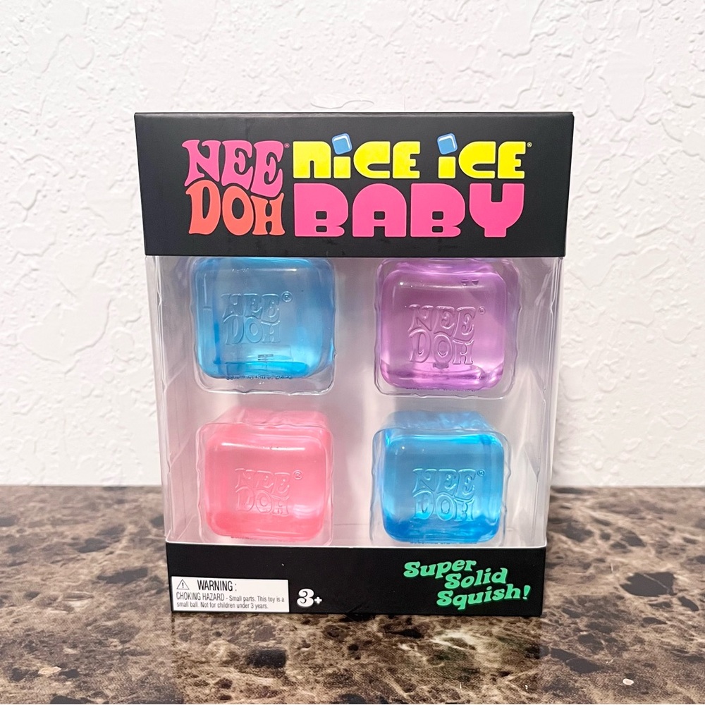 NeeDoh Nice Ice Baby Pack Of 4 Mini Cube Square Shaped Sensory Toy